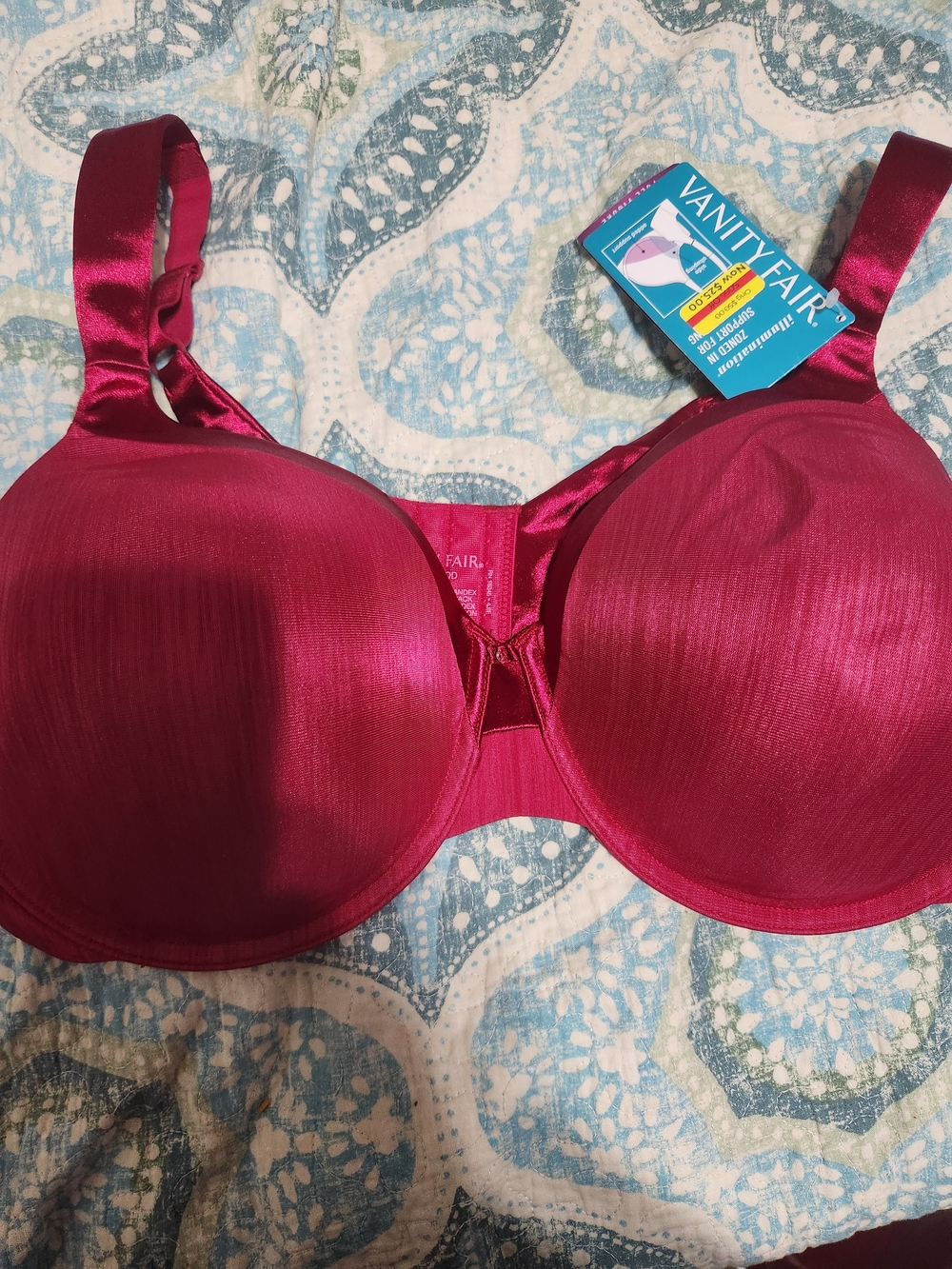 Vanity Fair Satin T-Shirt Bra in Fuchsia